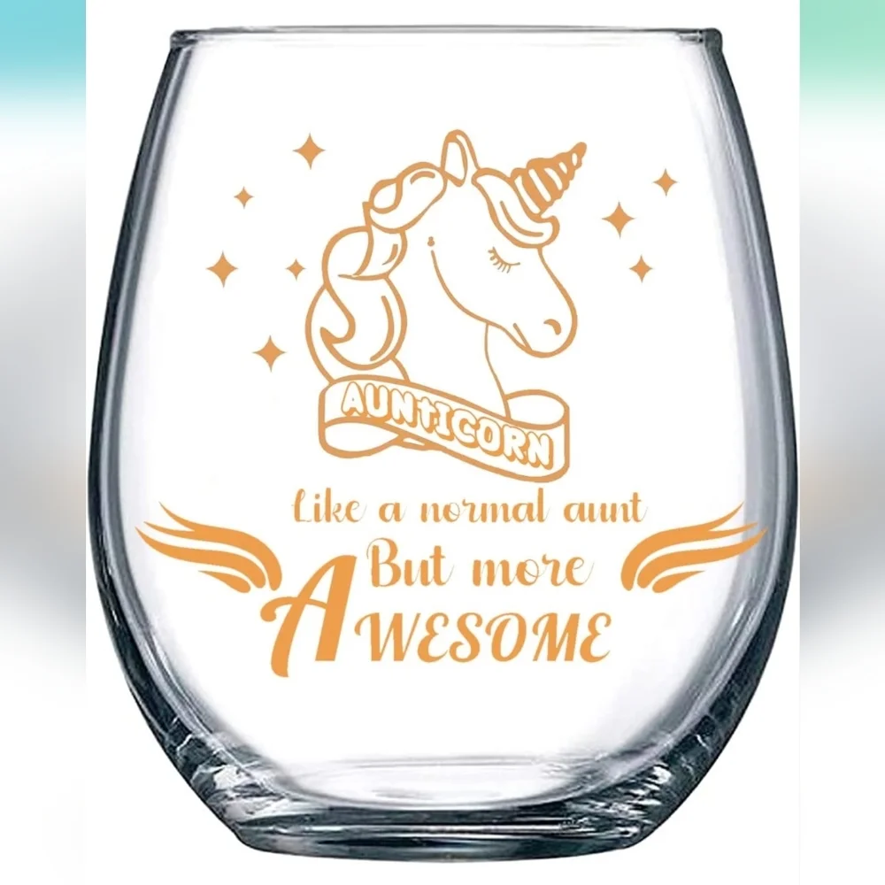 Aunt Unicorn Wine Glass 15 Ounce Gift Aunticorn Like Awesome NEW in BOX